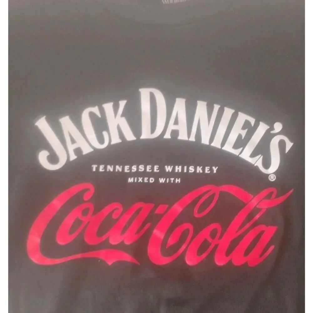 Jack Daniel’s Coca-Cola Black Collab T-Shirt XL Whiskey Cola Graphic Tee EUC